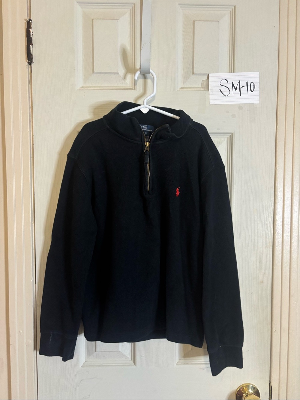 Ralph Lauren Black Half-Zip Sweater with Red Pony